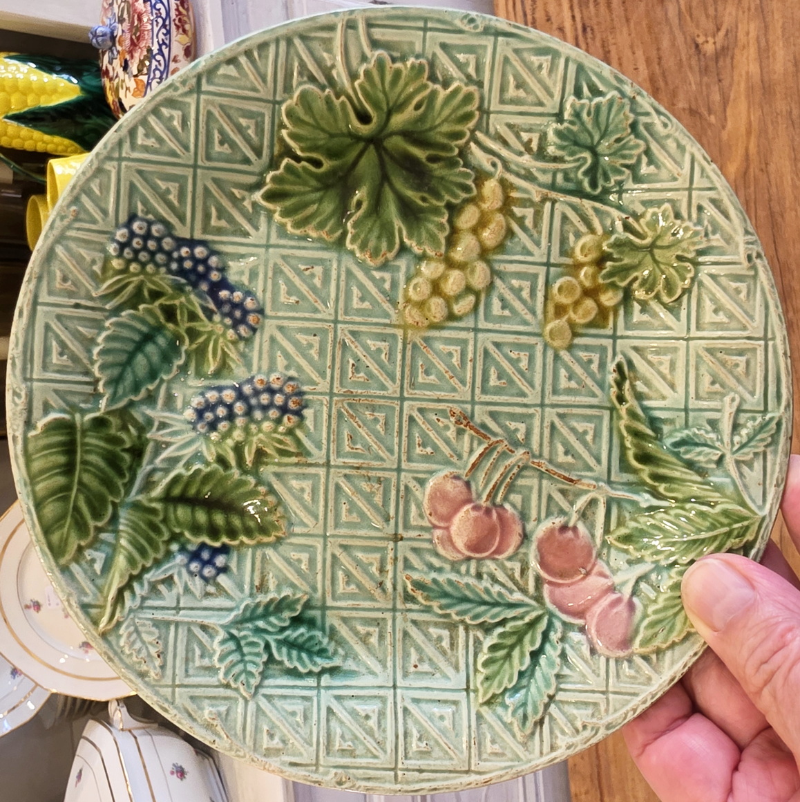 A pair of French Faience Fruit Plates 
